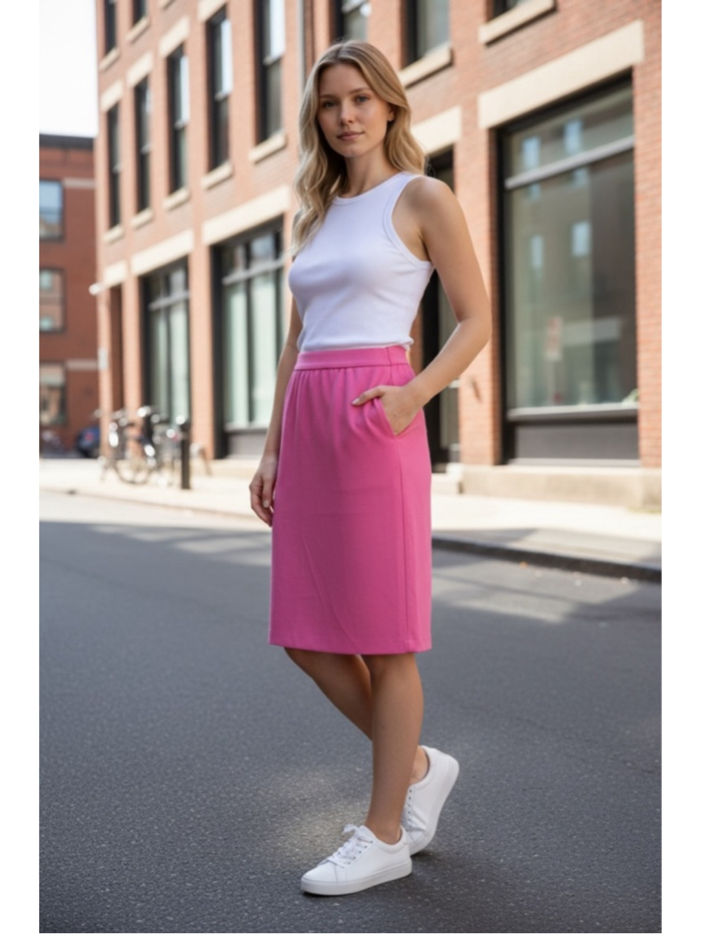 Vintage Dalton 100% Virgin Wool Skirt Union Made USA Pink Midi Size 10 ILGWU